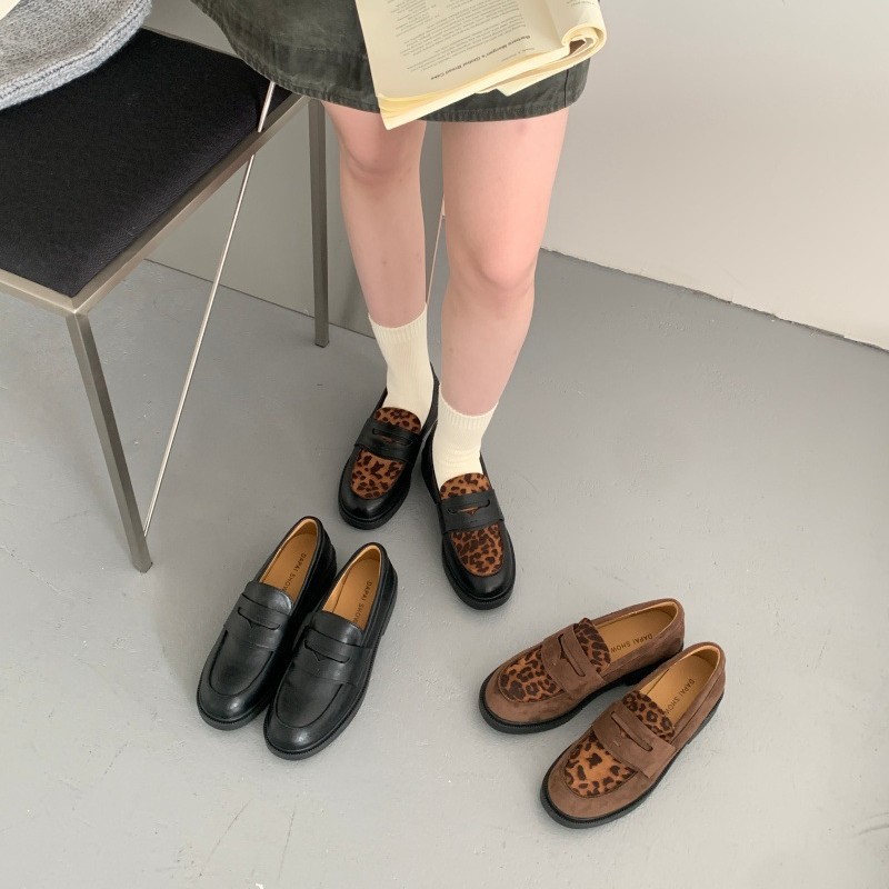 Retro European And American-style Color-block Suede Womens Shoes