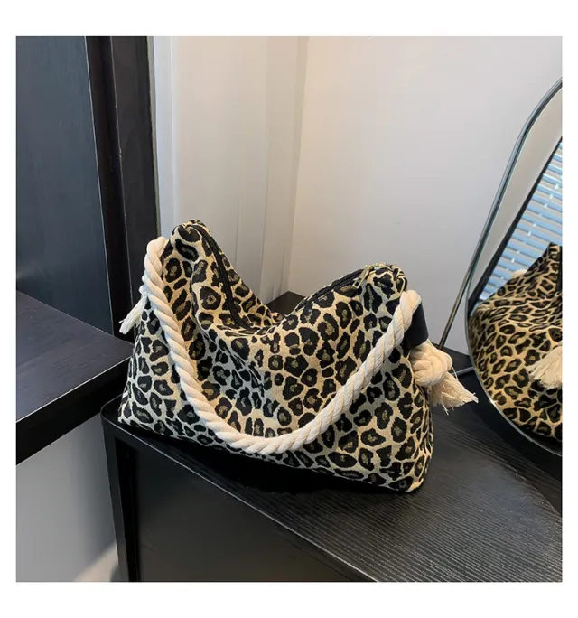 Printed Shoulder Bag Fashion Leopard Print Large Capacity Crossbody Women's Bag Brown - Shop at LoveMi