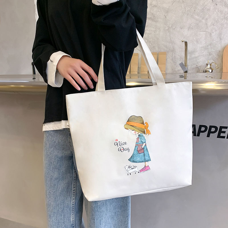 Women's Canvas Bag New Shoulder Handbag Student Tote One Piece — foto 37