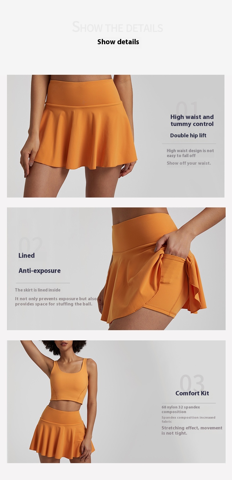 Nude Feel Outdoor Running Fitness Casual Pleated Mini Skirt Vest Suit - Image 19