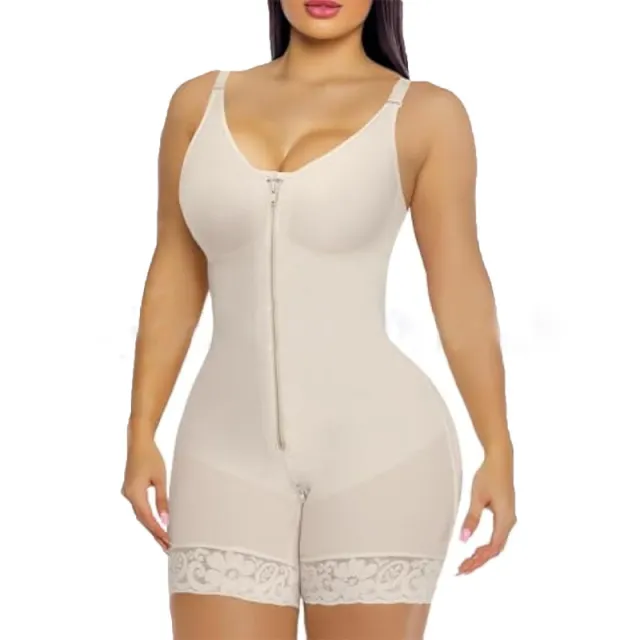 Mesh Bag Chest Corset Leotard Belly Contracting Hip Lifting Crotch Zipper Corset Skin Color - Shop at LoveMi