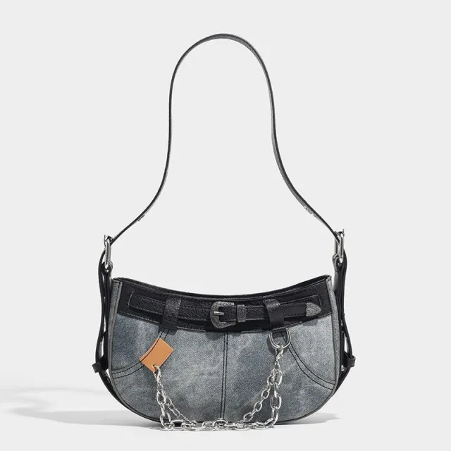 Sweet Cool Denim Underarm Bag Black - Shop at LoveMi