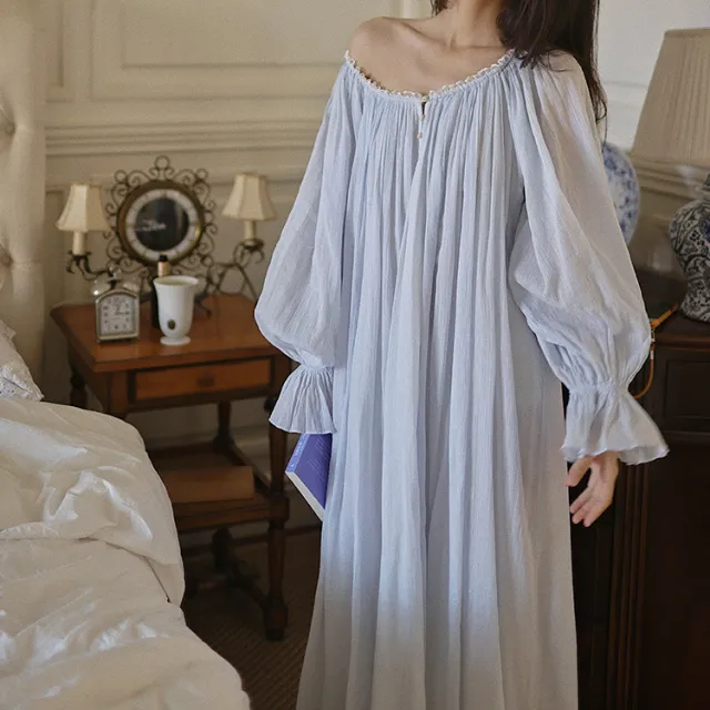 Vintage European Classic French Fairy Long Dress Blue - Shop at LoveMi