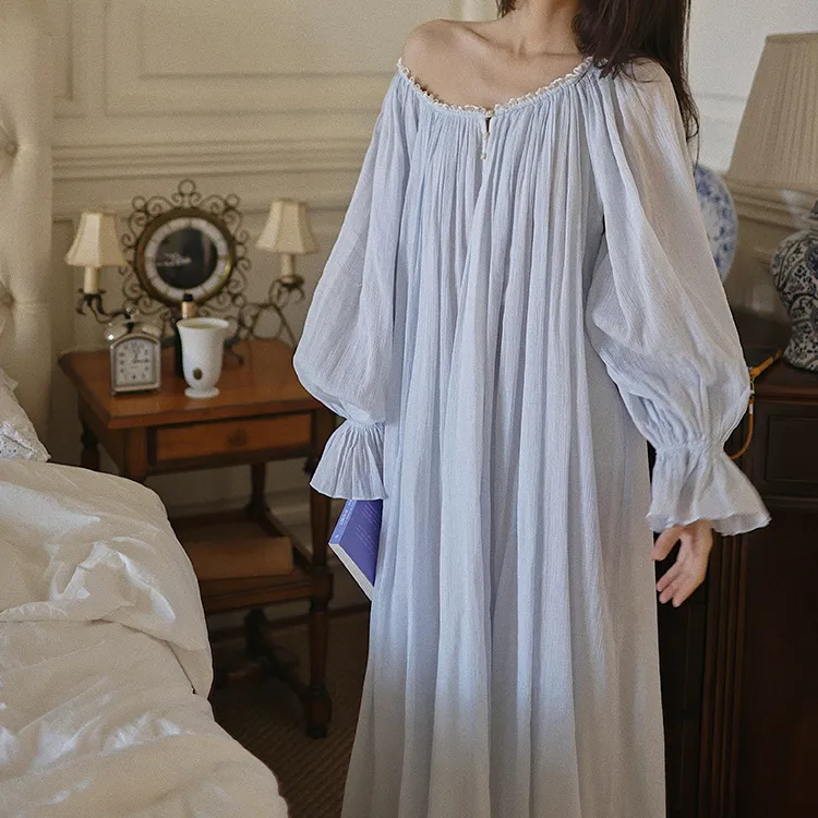 Vintage European Classic French Fairy Long Dress - Blue
