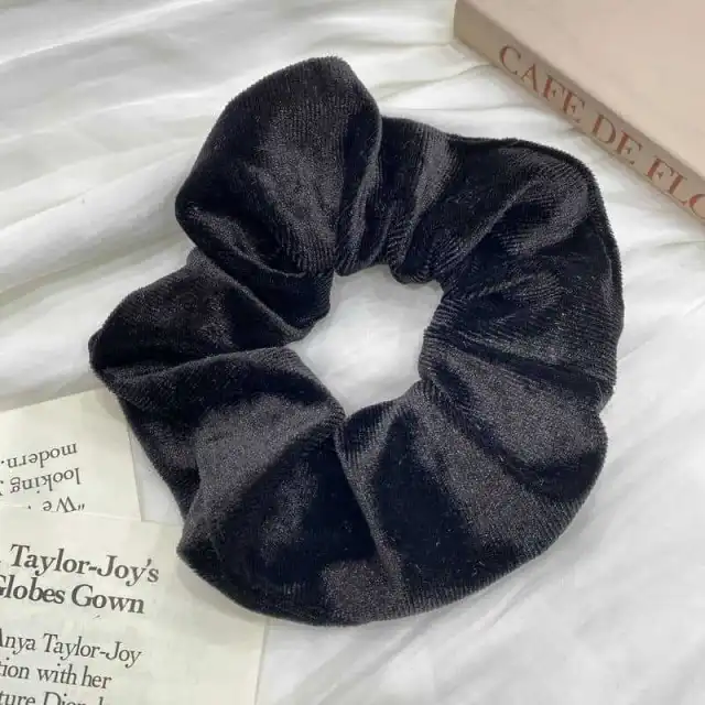 Velvet Large Hair Band Large Autumn Winter Retro American Tied up Hair Head Flower Head Elastic Black - Shop at LoveMi