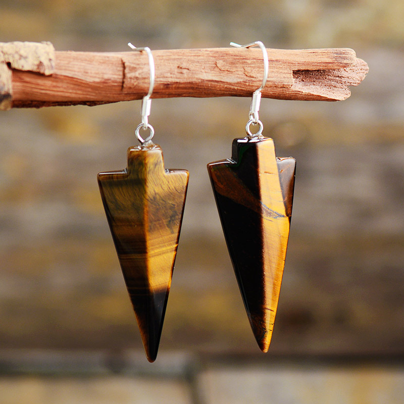 Women's Retro Natural Stone Arrow Earrings