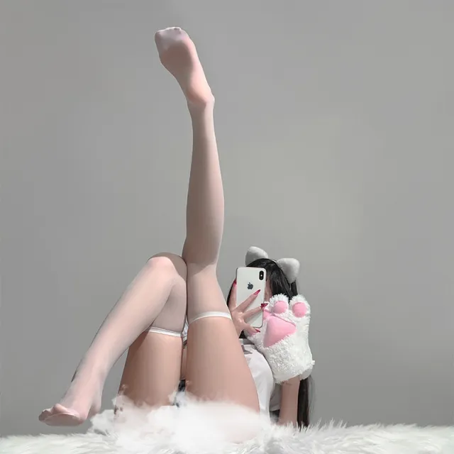 Women's Solid Color With Below The Knee Plus Size Black Silk Socks White - Shop at LoveMi