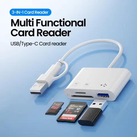 3-in-1 Mobile Phone Card Reader Memory and USB Flash