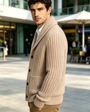New Mens Striped Knitted Cardigan Jacket