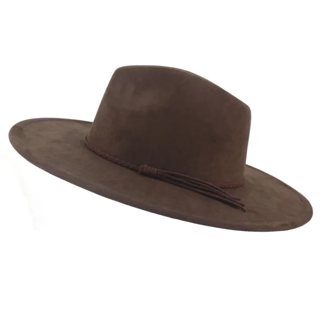 Jazz Women's 10cm Brim Suede Peach Top Tassel Hat Coffee - Shop at LoveMi