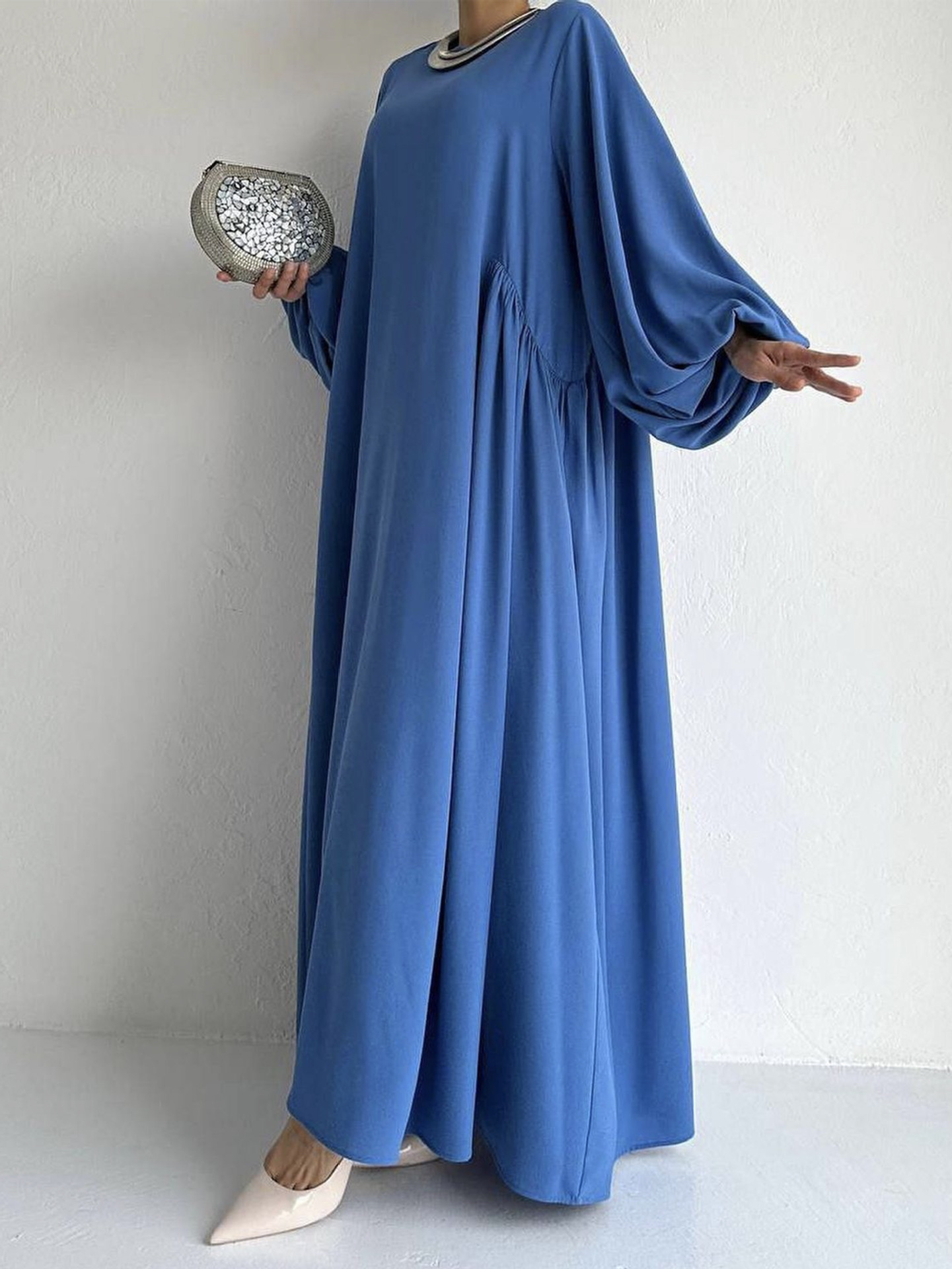 Solid Color Simple Dress Robe For Women