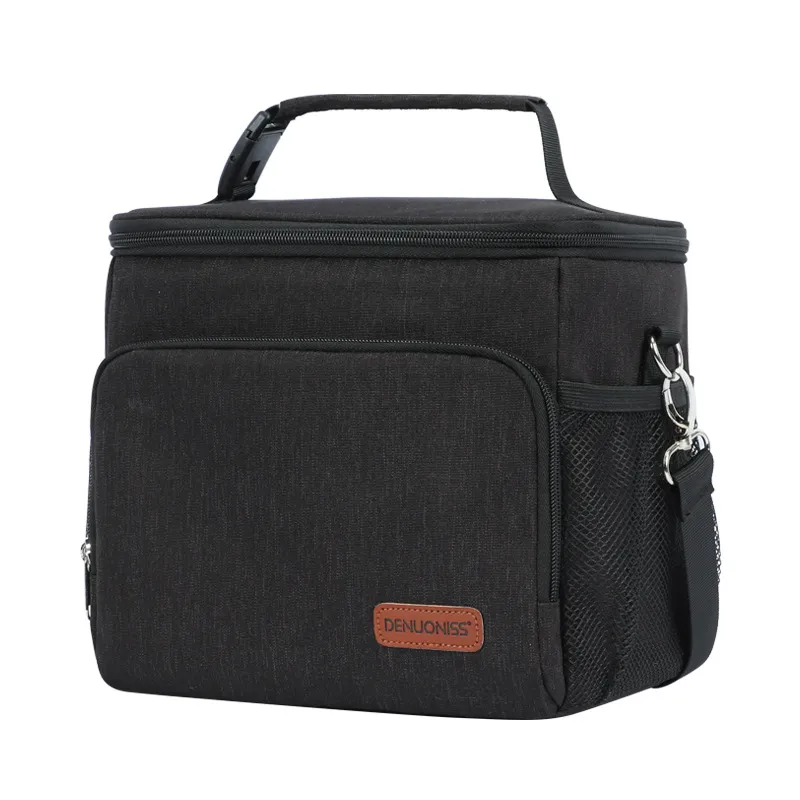 Waterproof Insulation Portable Aluminum Film Lunch Box Bag - Black