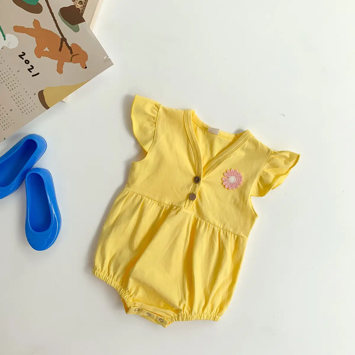 Cute Princess Romper Flounced Sleeve Triangle Rompers Jumpsuit