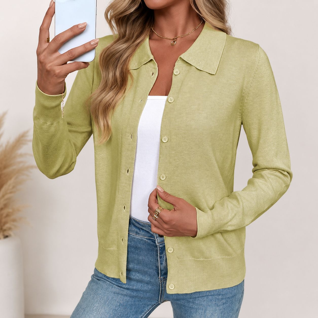 Women's Solid-color Loose-fitting Lapel Long-sleeve Jacket