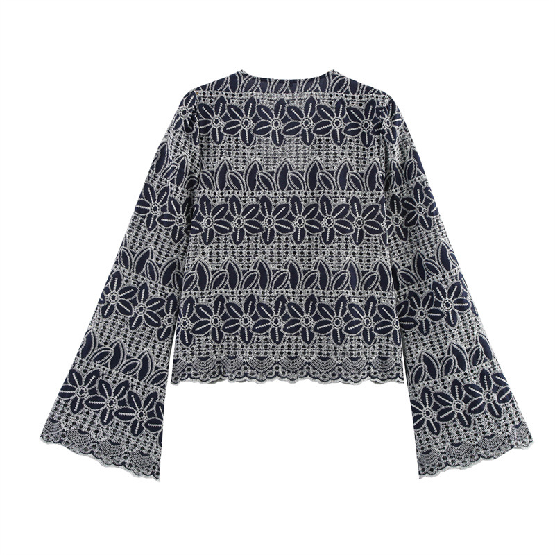 Ethnic Style Embroidered Bell Sleeve Waist-tight