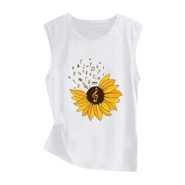 Sunflower Print Sleeveless Women's Vest Butterfly Top 45921 3Xl - Shop at LoveMi