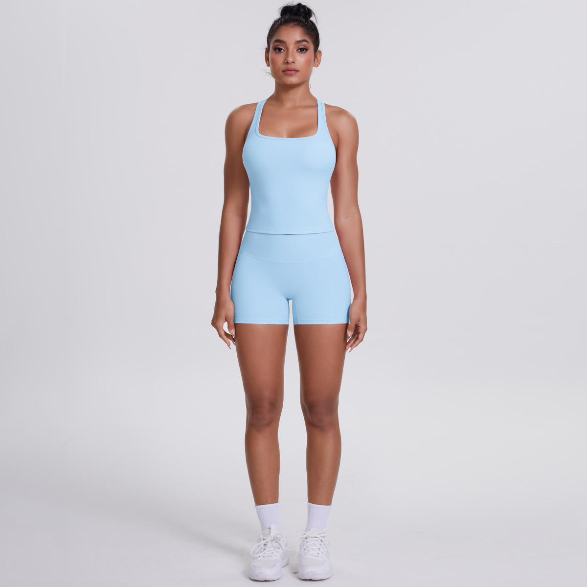 Brushed Outdoor Leisure Running Yoga Clothes Beauty Back Hip Raise Skinny Shorts Suit - Image 4