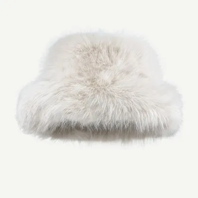 Women's High grade Faux Fur Straw Hat Winter New Beige - Shop at LoveMi