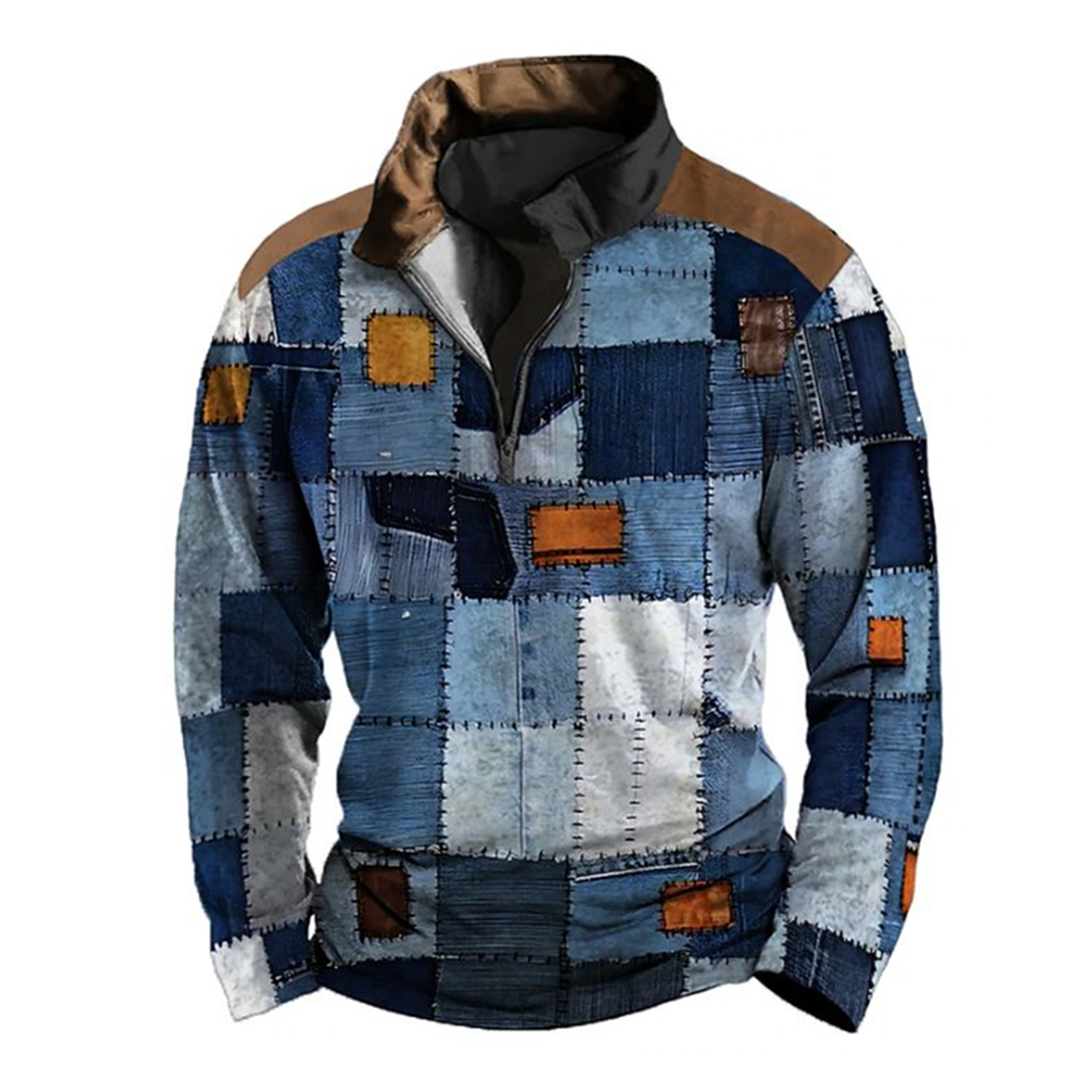 Half Zipper Sweater Ethnic Style 3d Printing