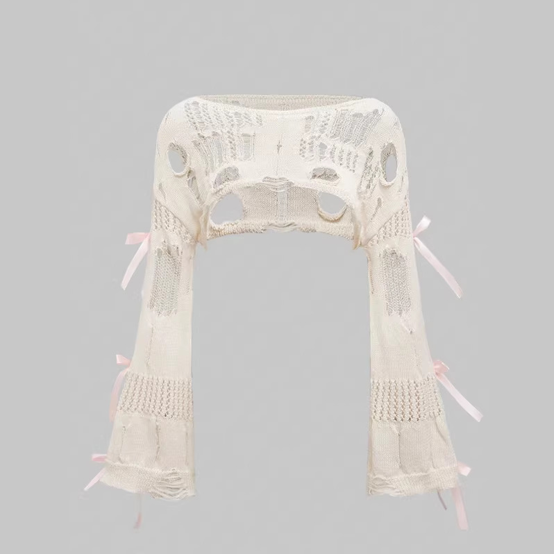 French-style Vintage Lace-up Hollow-out Sweater