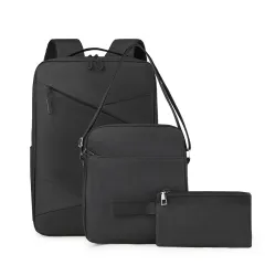 New Business Commute Business Trip Computer Backpack Men's Three-piece Set - Black - View 1