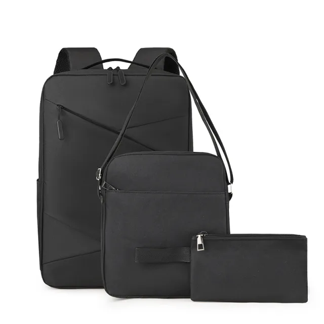 New Business Commute Business Trip Computer Backpack Men's Three piece Set Black - Shop at LoveMi