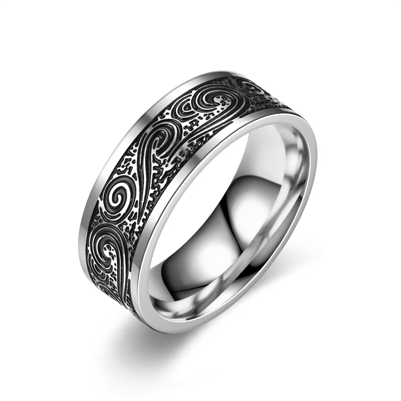 Titanium Steel Men's Ring Hailang Pattern Tarnish - Shop at LoveMi
