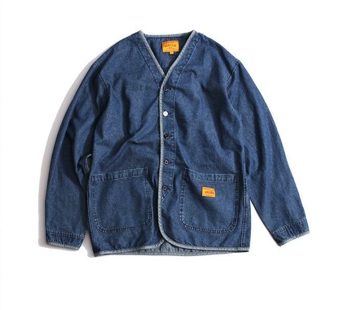 Retro V-neck Denim Men's Fashion Slim Jacket