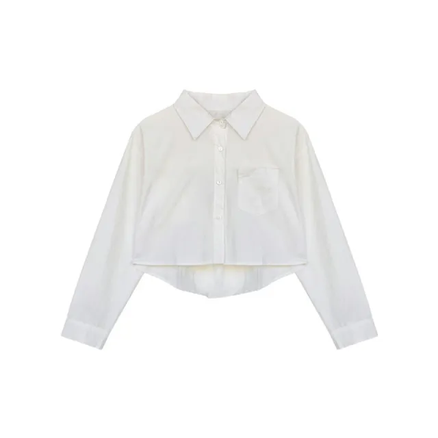Short Niche Long Sleeve Shirt White - Shop at LoveMi