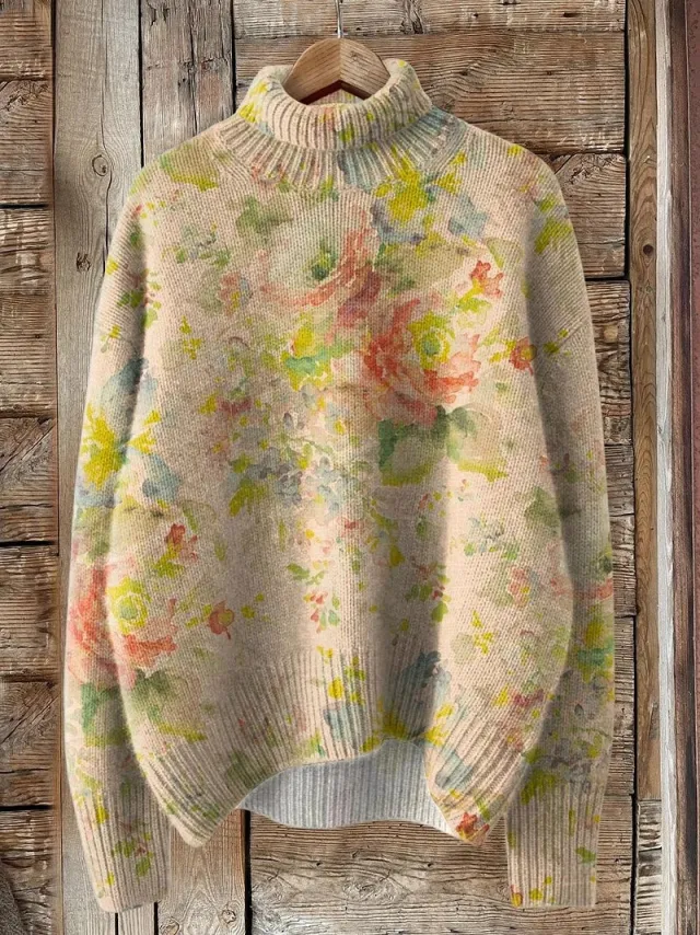 Women's New Floral Print Pullover Sweater 1Style - Shop at LoveMi