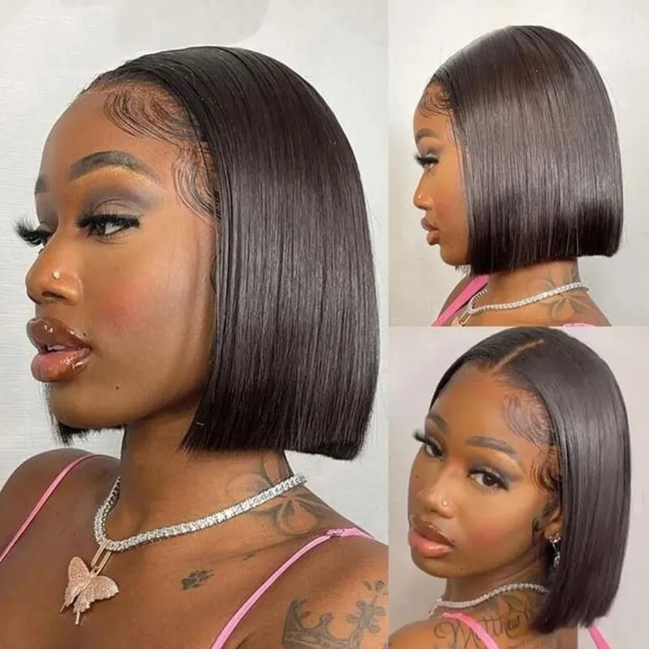 Front Lace Mid-length Shoulder-length Short Hair Headgear - Dark Brown