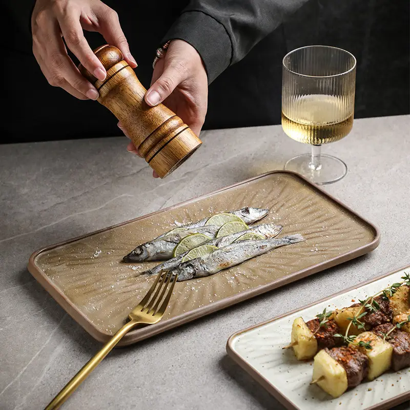 Flat Plate Rectangular Ceramic Steak Plate