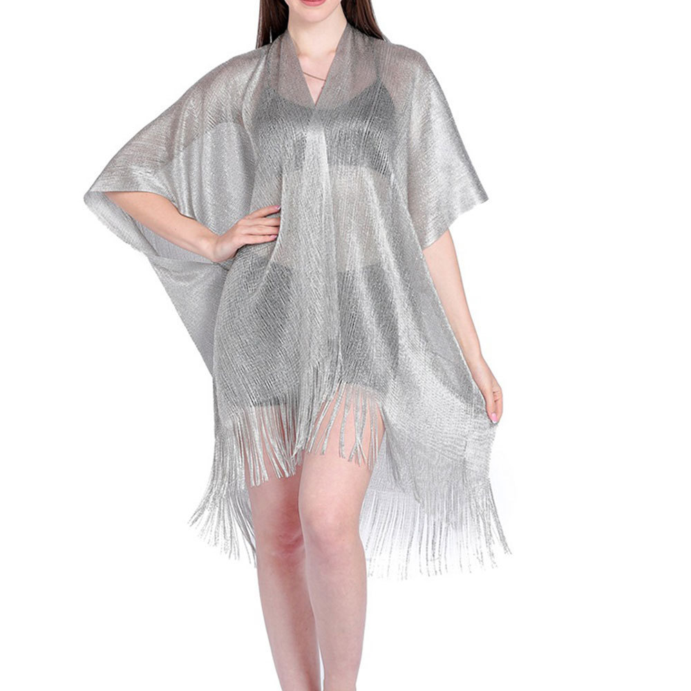 Mesh Gold Silver And Silk Beach Transparent Sun Protection Cover — foto 4