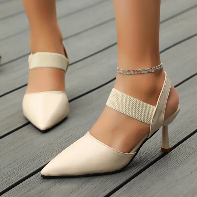 New Pointed Toe Stiletto Slippers Women White - Shop at LoveMi