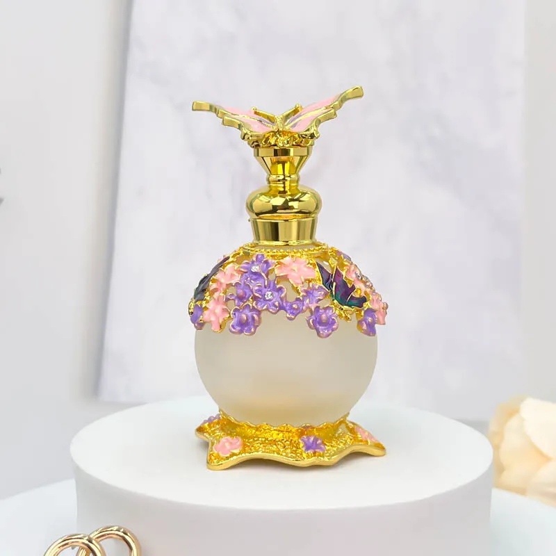 25ml Beauty Salon Special High-grade Thickened Butterfly Glass Vacuum Packing Essential Oil Perfume Bottle - Purple