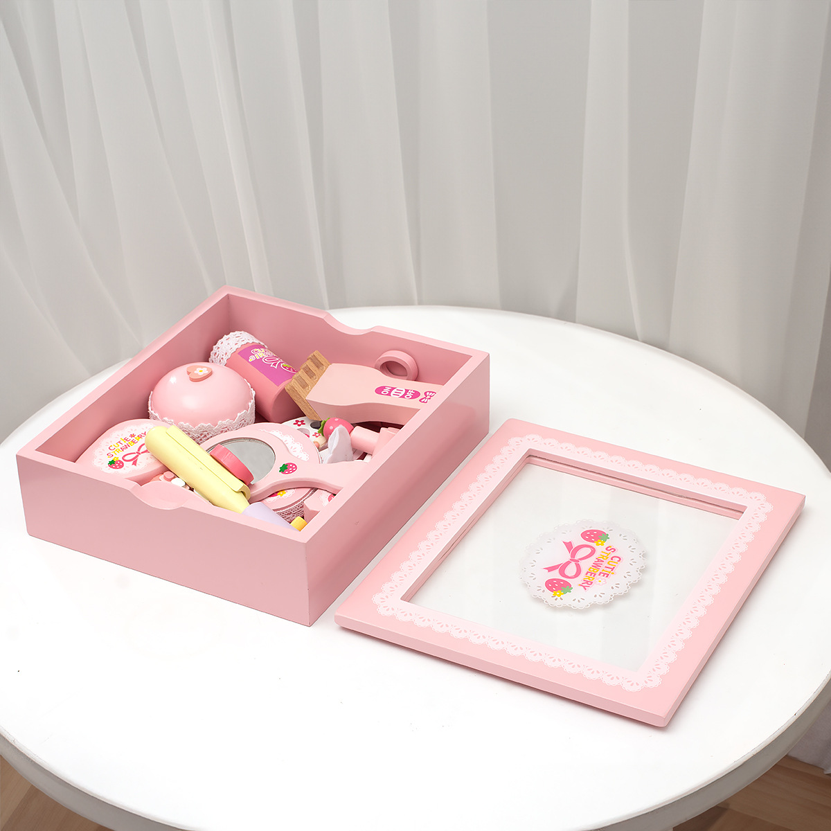 Children's Simulation Play House Girls' Makeup Wooden Box