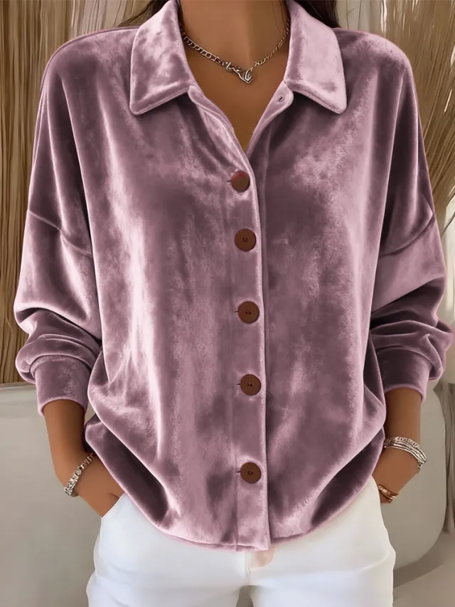 Womens Multi Color Velvet Cardigan With Long Sleeves For Casual Wear Purple - Shop at LoveMi