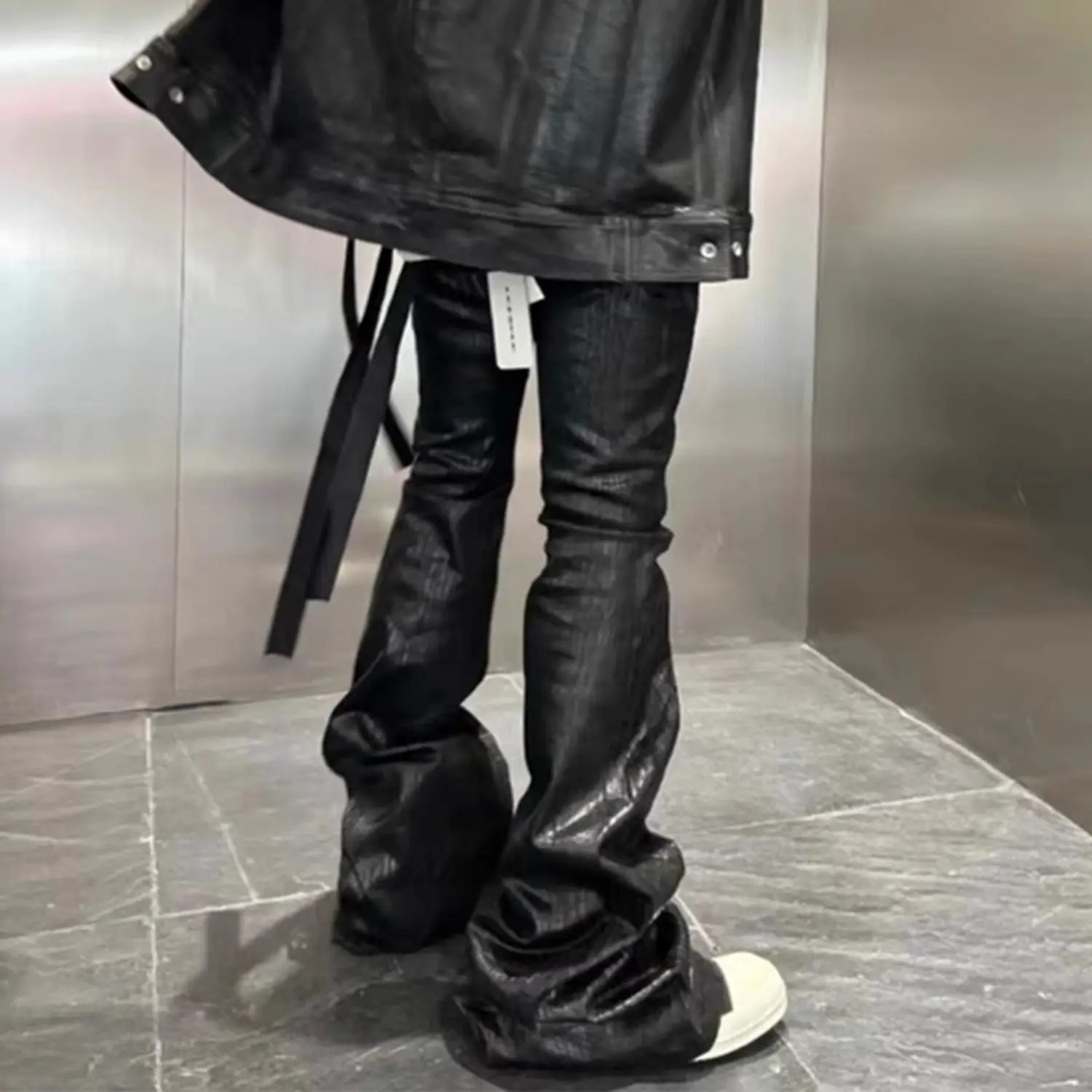 Men's And Women's Same Back Ribbon Drawstring Flared Jeans