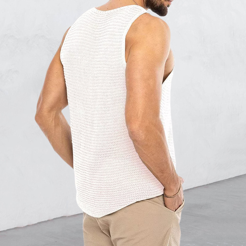 Title 5, New Mens Solid Color Loose Sleeveless Knitted ...