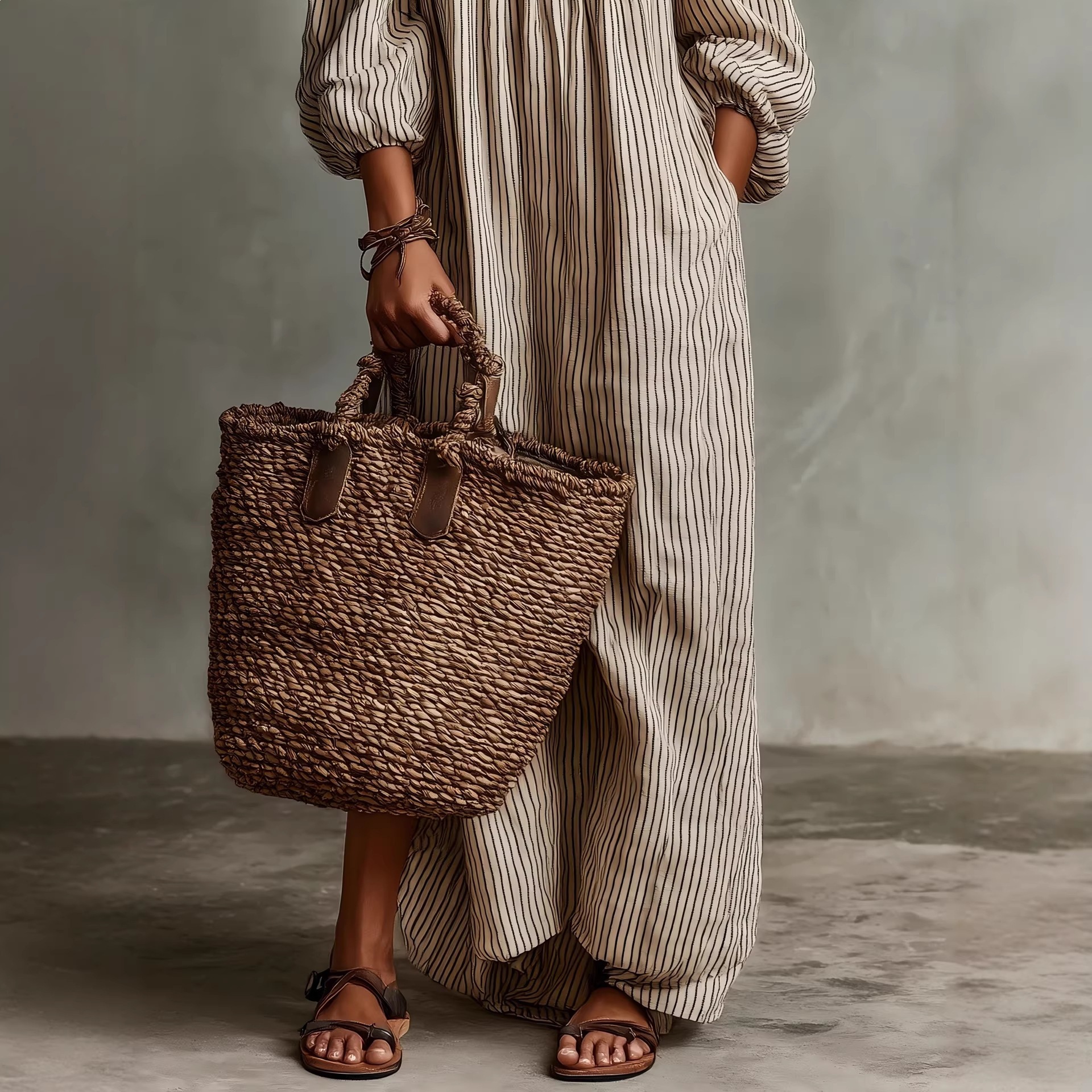Women's green off-shoulder long-sleeve dress, relaxed fit