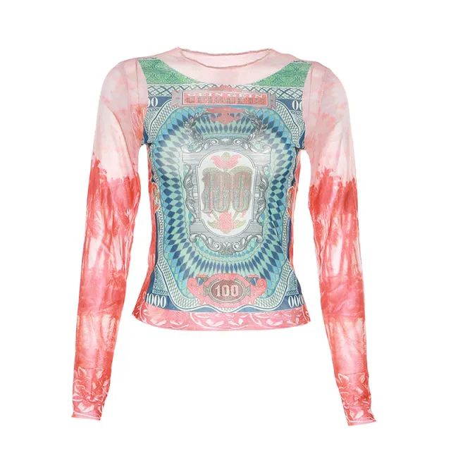 Temperament Commute Fashion Printed Street Shot Slim Fit Breathable Long Sleeves Red - Shop at LoveMi