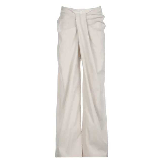 Low Waisted Loose Fitting Wide Leg Pants White - Shop at LoveMi