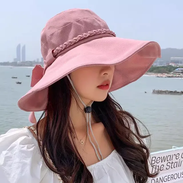 Sun proof Sun proof Bow All match Fashion Sun Hat Pink - Shop at LoveMi