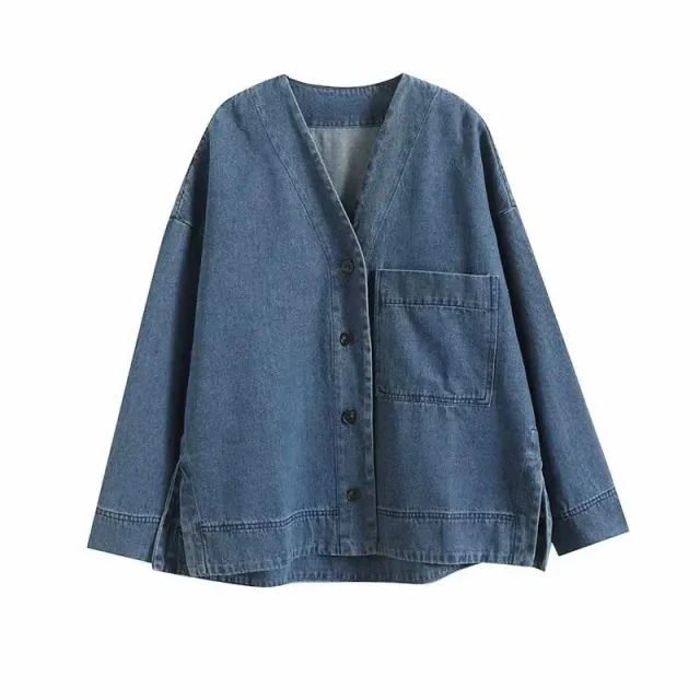 All match V neck Drop shoulder Shirt Blue Blue - Shop at LoveMi