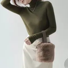 Women's Turtleneck Bottoming Shirt Fur Inner Wear Sweater Knitted Top - Green - View 1