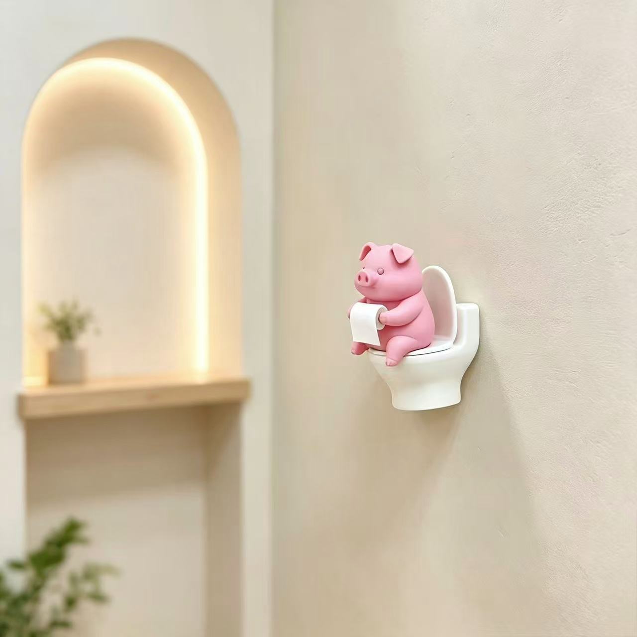 3D-printed Cute Piggy Toilet Seat Ornament