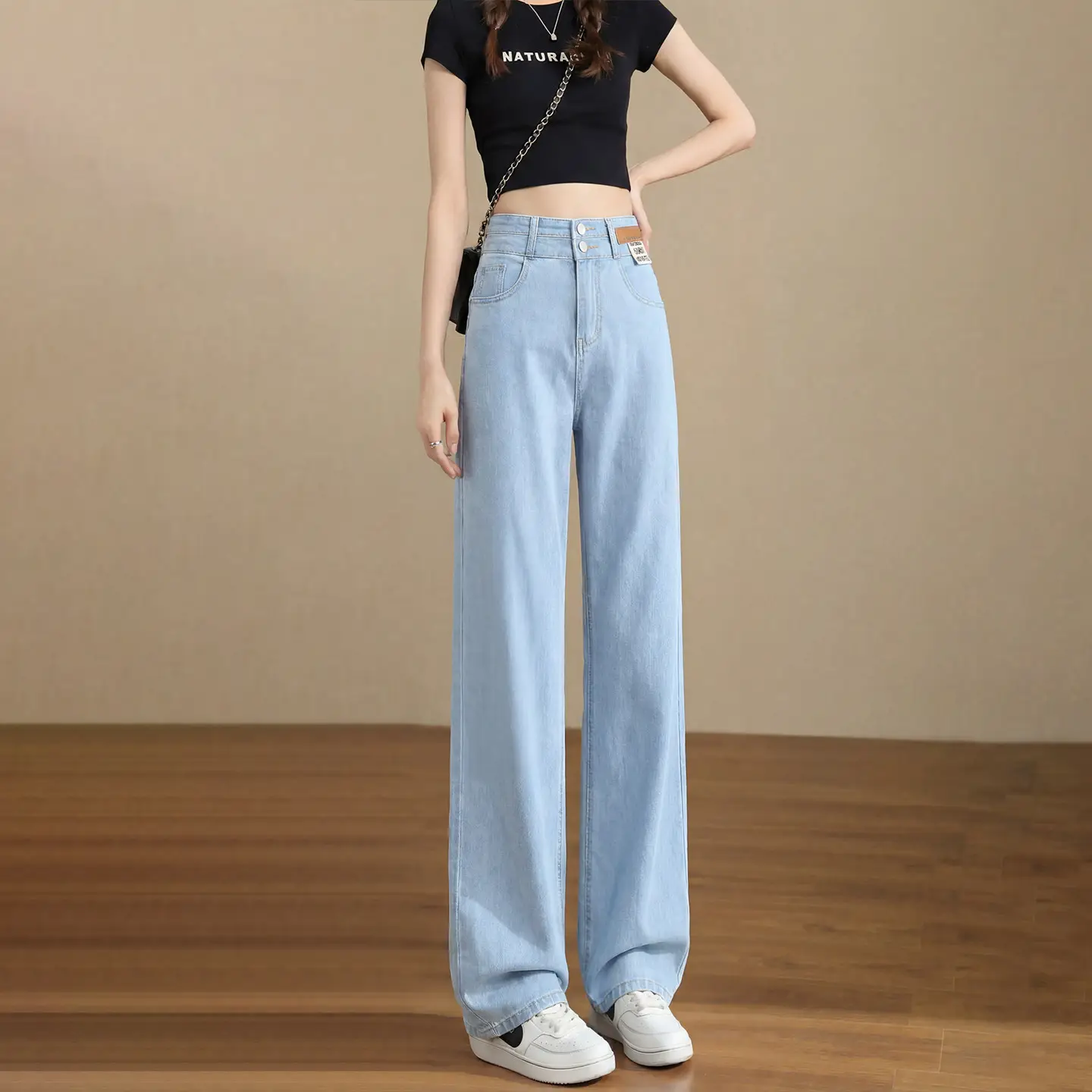 Summer Thin High-Waisted Drapey Wide-Leg Loose Tencel