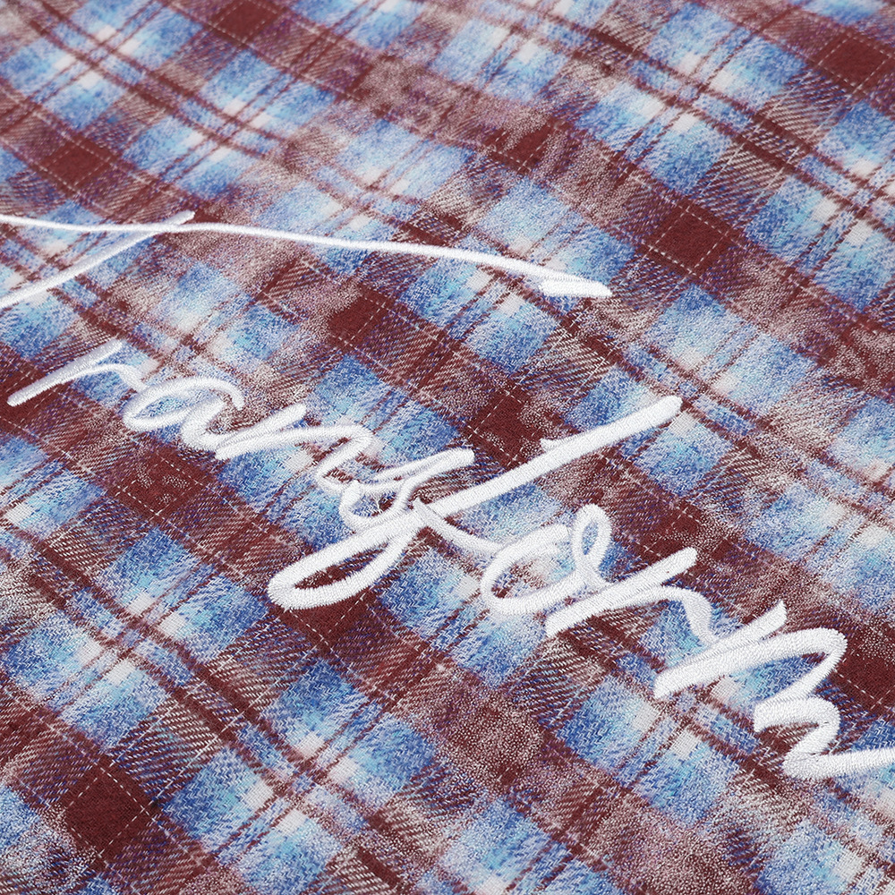 Tie-dye Blooming Plaid Shirt Men's False Two Pieces