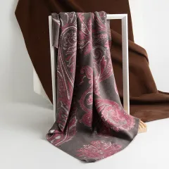 Ethnic Style Paisley Printing Artificial Cashmere Scarf - Dark Grey - View 1