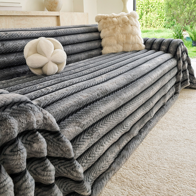 Non-slip High-end Thick Rabbit-fur Sofa Cover